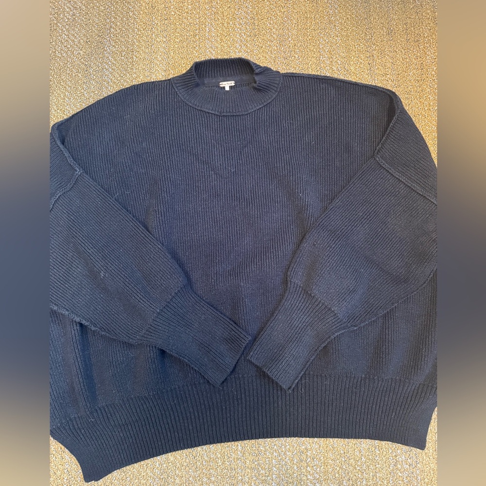 Free People Charcoal Ribbed Knit Top